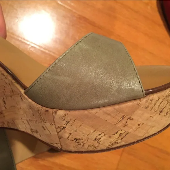 Jcrew Maryanne Leather wedge sandals, Himalayan Green, size 9, made in Italy - Picture 4 of 10